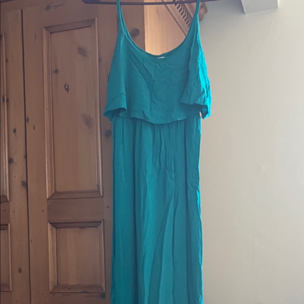 Teal Women's Maxi Dress with Spaghetti Straps size small